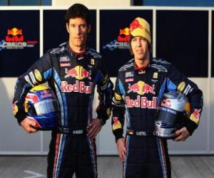 пазл Себастьян Феттель и Марк Уэббер, пилот Red Bull Racing Scuderia